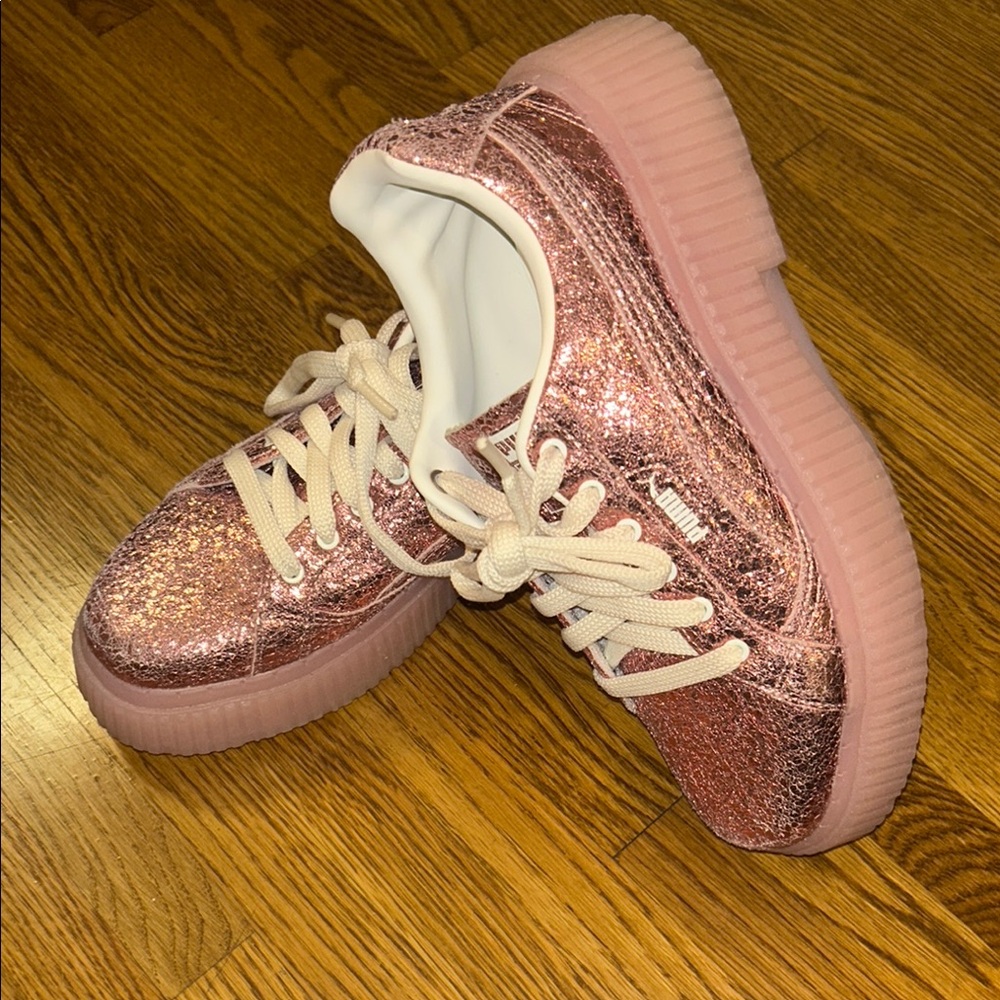 Puma Pink Glitter Platform Sneakers